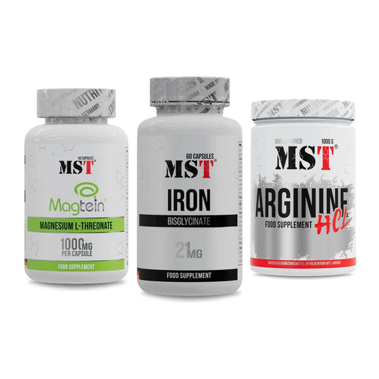 Ausdauer-Set: MST Magnesium + MST Iron Bisglyc + MST Arginine HCL – alle enthaltenen Artikel