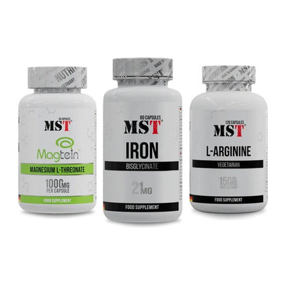 Ausdauer-Set: MST Magnesium + MST Iron Bisglyc + MST L-Arginine – alle enthaltenen Artikel