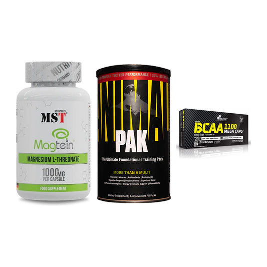 Ausdauer-Set: MST Magnesium + Universal Animal + Olimp BCAA Mega – alle enthaltenen Artikel