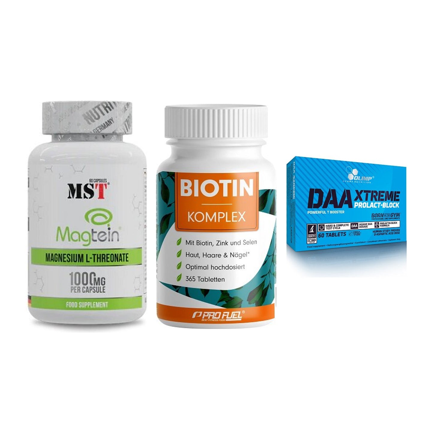 Ausdauer-Set: MST Magnesium + ProFuel BIOTIN + Olimp DAA Xtreme – alle enthaltenen Artikel