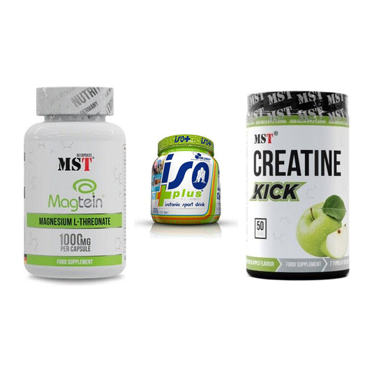 Ausdauer-Set: MST Magnesium + Olimp Iso Plus + MST Creatine – alle enthaltenen Artikel