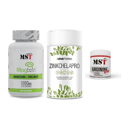 Ausdauer-Set: MST Magnesium + Sinob Zink + MST Arginine RAW – alle enthaltenen Artikel
