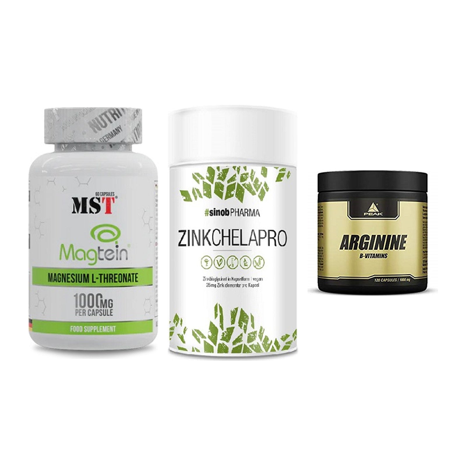 Ausdauer-Set: MST Magnesium + Sinob Zink + Peak Arginin – alle enthaltenen Artikel