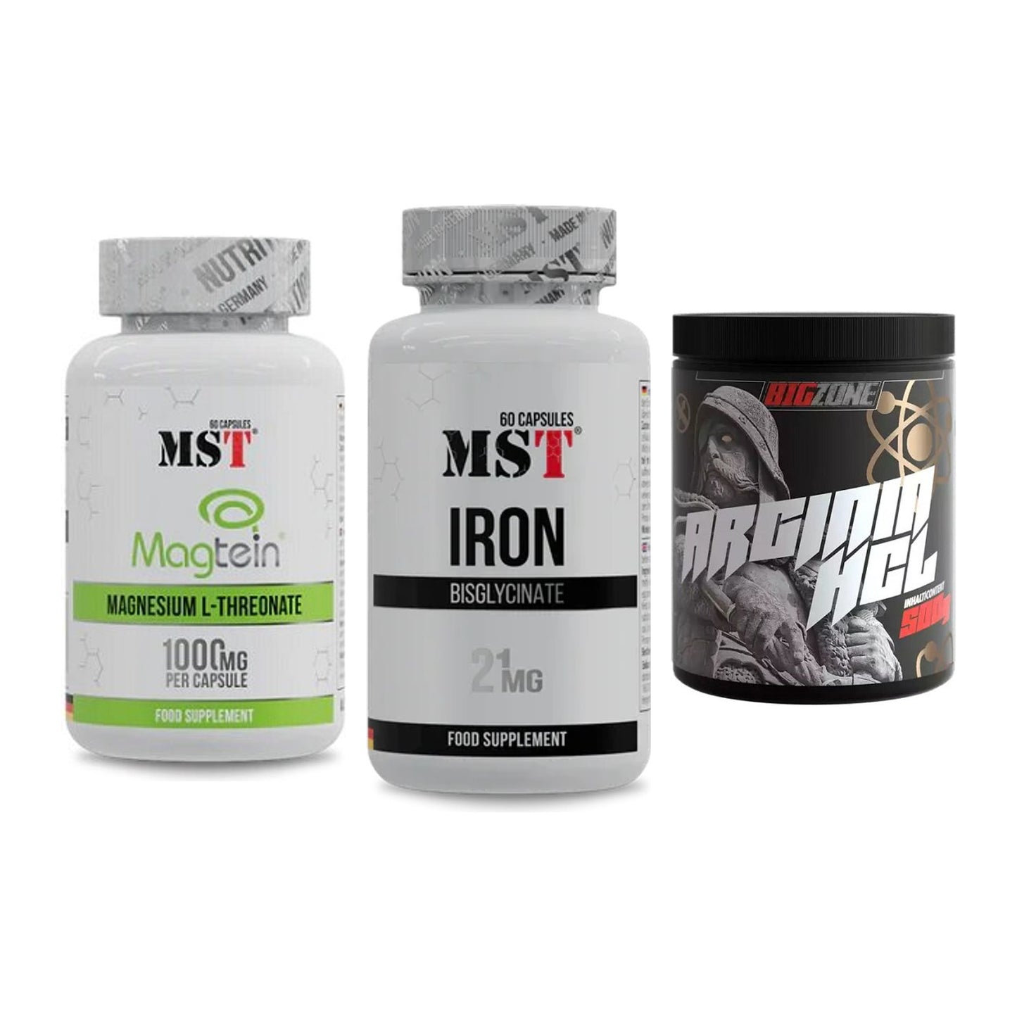 Ausdauer-Set: MST Magnesium + MST Iron Bisglyc + Big Zone Arginin – alle enthaltenen Artikel