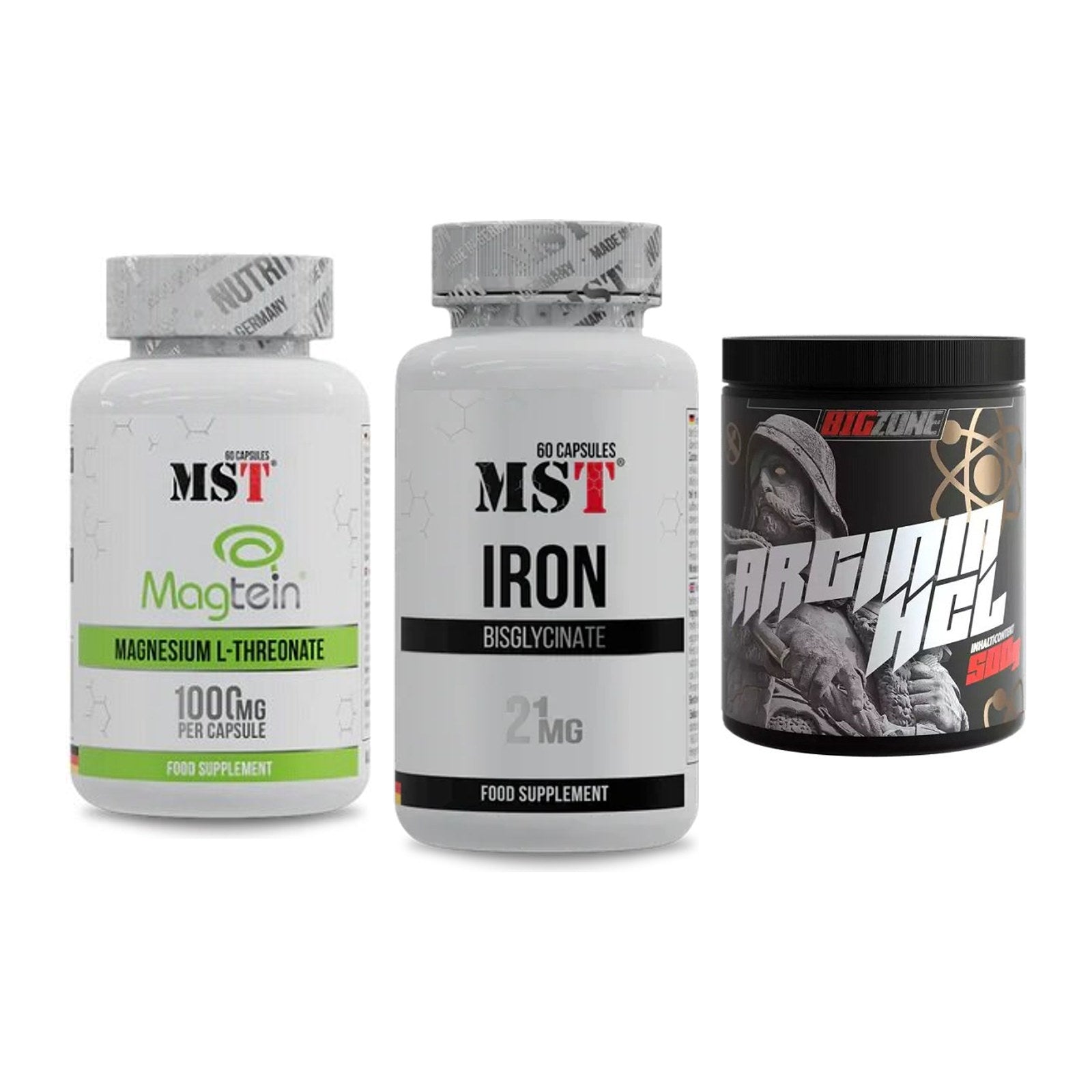Ausdauer-Set: MST Magnesium + MST Iron Bisglyc + Big Zone Arginin – alle enthaltenen Artikel