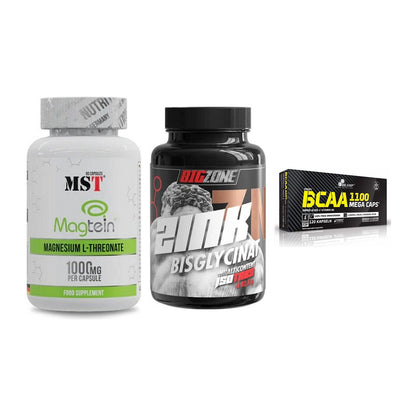 Ausdauer-Set: MST Magnesium + Big Zone Zink + Olimp BCAA Mega – alle enthaltenen Artikel