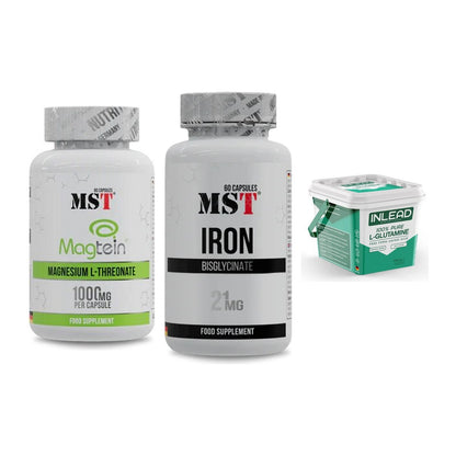 Ausdauer-Set: MST Magnesium + MST Iron Bisglyc + INLEAD L-Glutami – alle enthaltenen Artikel