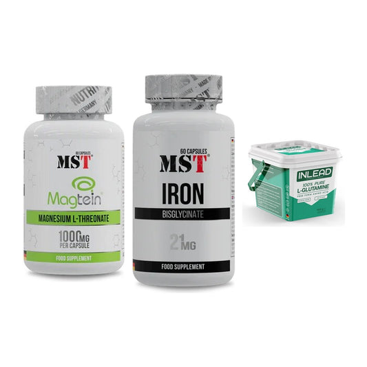 Ausdauer-Set: MST Magnesium + MST Iron Bisglyc + INLEAD L-Glutami – alle enthaltenen Artikel