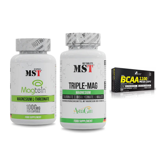 Ausdauer-Set: MST Magnesium + MST Tripple Mag + Olimp BCAA Mega – alle enthaltenen Artikel