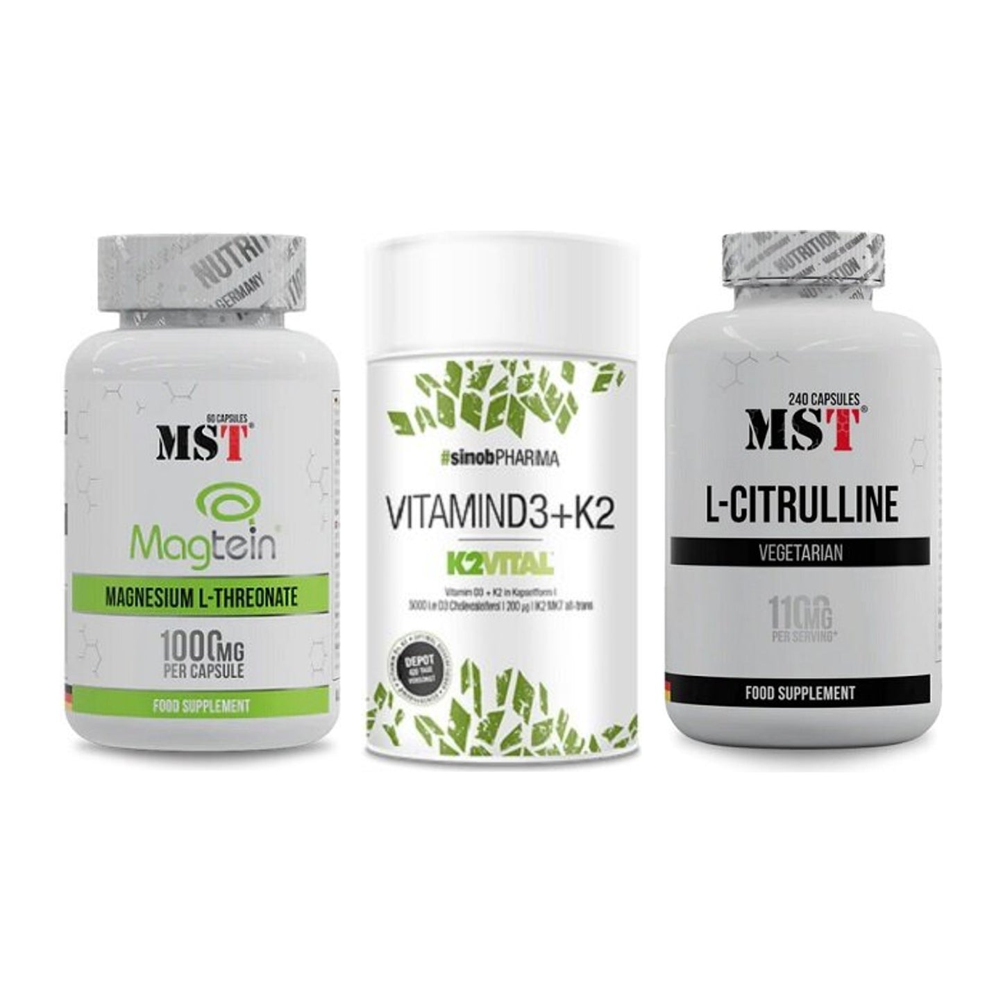 Ausdauer-Set: MST Magnesium + Sinob Vitamin D3 + MST Citrulline – alle enthaltenen Artikel