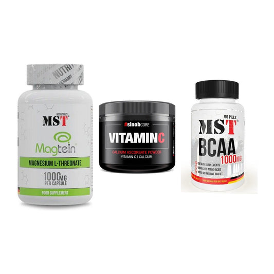 Ausdauer-Set: MST Magnesium + Sinob Vitamin C + MST BCAA 1000 – alle enthaltenen Artikel