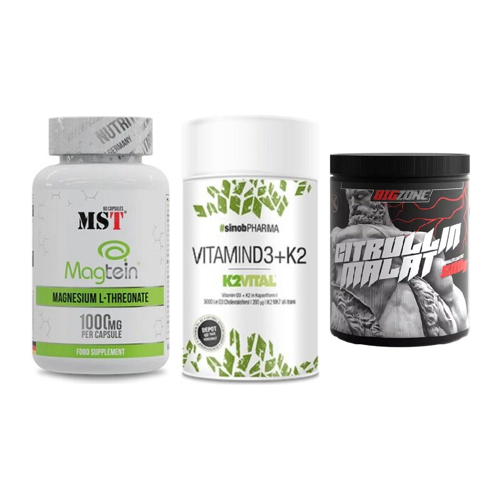 Ausdauer-Set: MST Magnesium + Sinob Vitamin D3 + Big Zone Citrull – alle enthaltenen Artikel