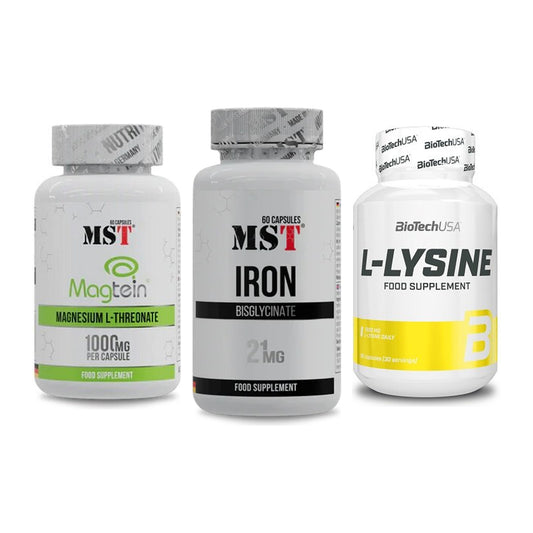 Ausdauer-Set: MST Magnesium + MST Iron Bisglyc + BioTech L-Lysine – alle enthaltenen Artikel