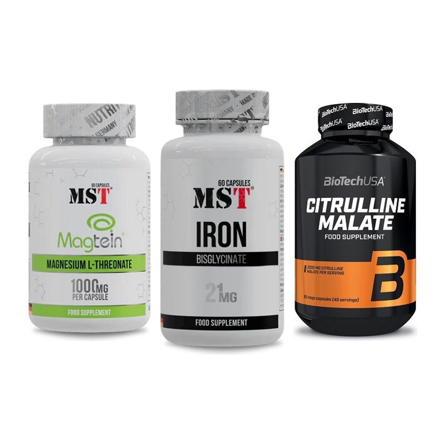 Ausdauer-Set: MST Magnesium + MST Iron Bisglyc + BioTech Citrulli – alle enthaltenen Artikel