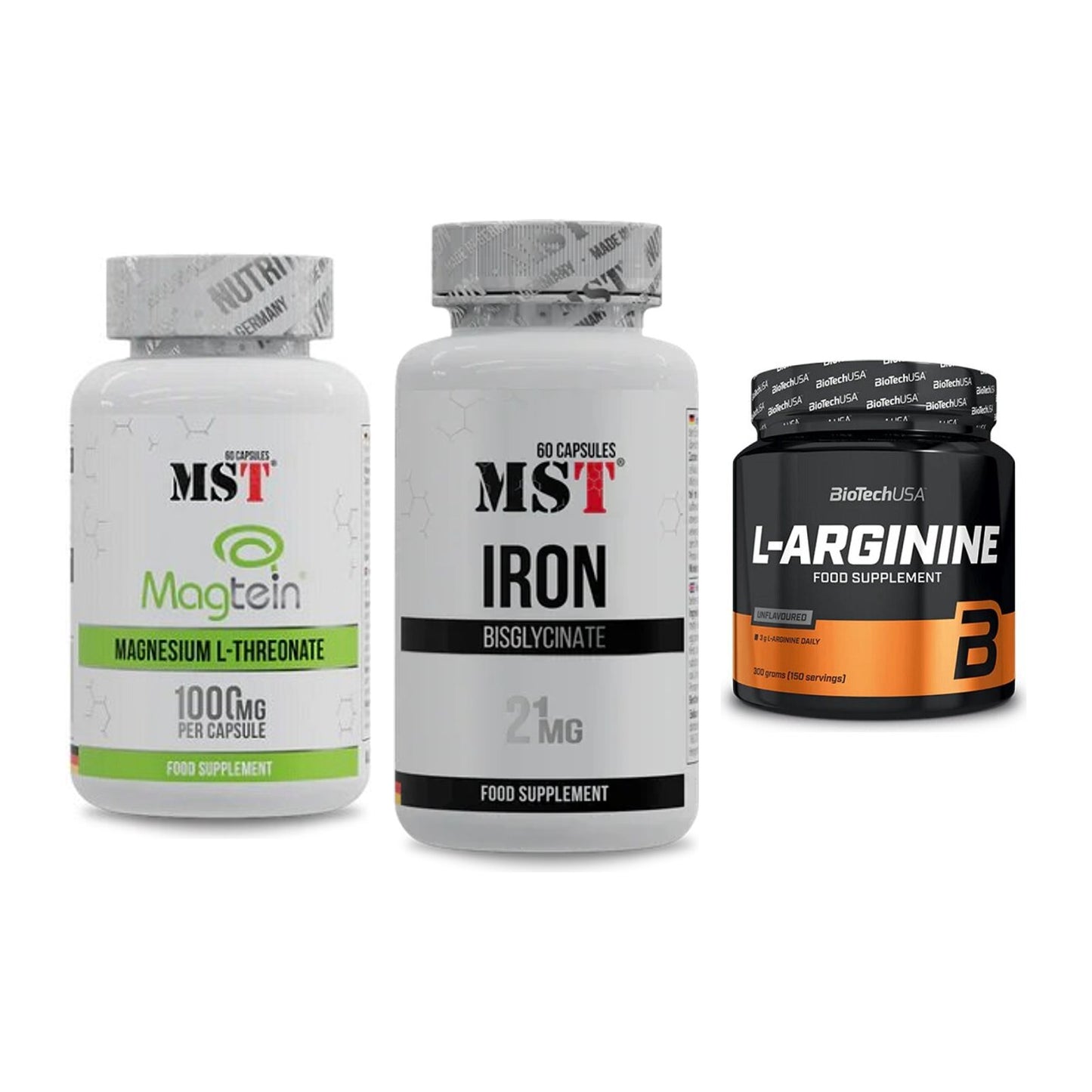 Ausdauer-Set: MST Magnesium + MST Iron Bisglyc + BioTech L-Argini – alle enthaltenen Artikel