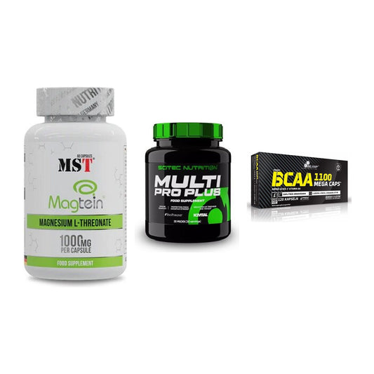 Ausdauer-Set: MST Magnesium + Scitec Multi Pro + Olimp BCAA Mega – alle enthaltenen Artikel