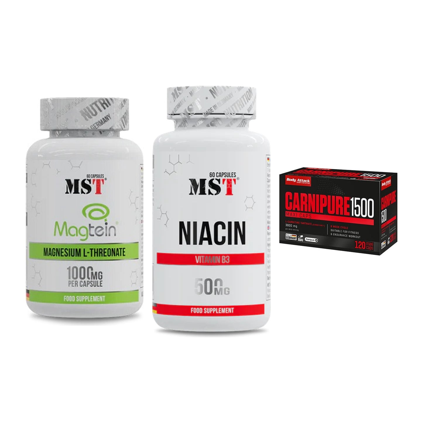 Ausdauer-Set: MST Magnesium + MST Niacin + Body Attack – alle enthaltenen Artikel