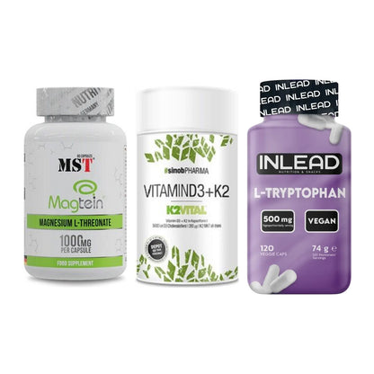 Ausdauer-Set: MST Magnesium + Sinob Vitamin D3 + INLEAD L-Tryptop – alle enthaltenen Artikel