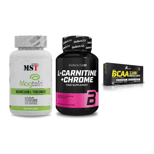 Ausdauer-Set: MST Magnesium + BioTech L-Carnit + Olimp BCAA Mega – alle enthaltenen Artikel