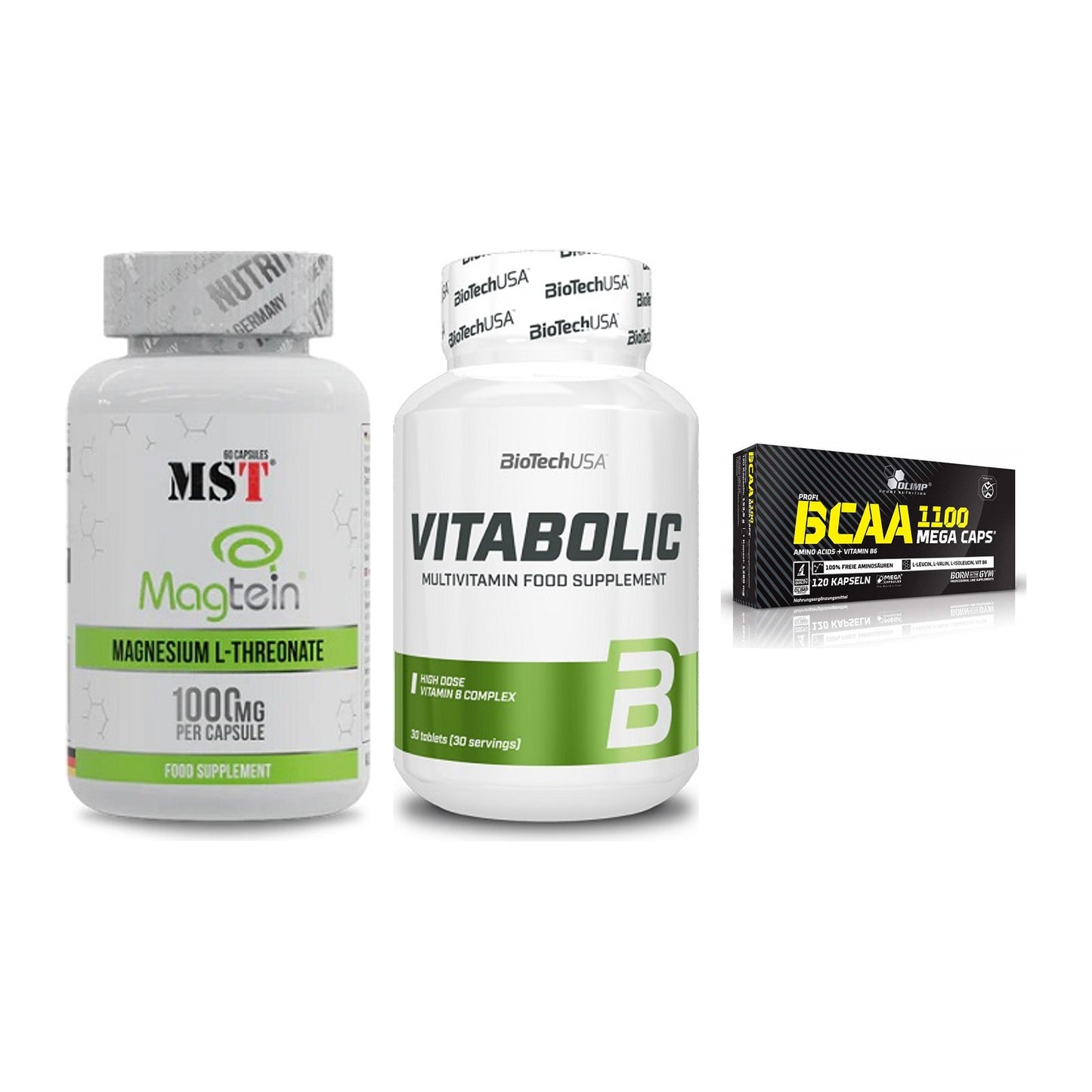 Ausdauer-Set: MST Magnesium + BioTech Vitaboli + Olimp BCAA Mega – alle enthaltenen Artikel