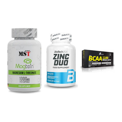 Ausdauer-Set: MST Magnesium + BioTech Zinc Duo + Olimp BCAA Mega – alle enthaltenen Artikel