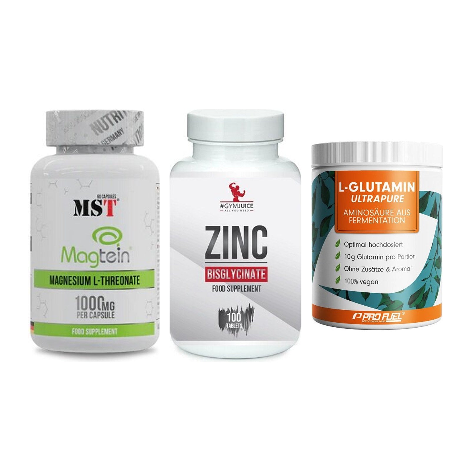 Ausdauer-Set: MST Magnesium + #GYMJUICE ZINC + ProFuel Glutamin – alle enthaltenen Artikel