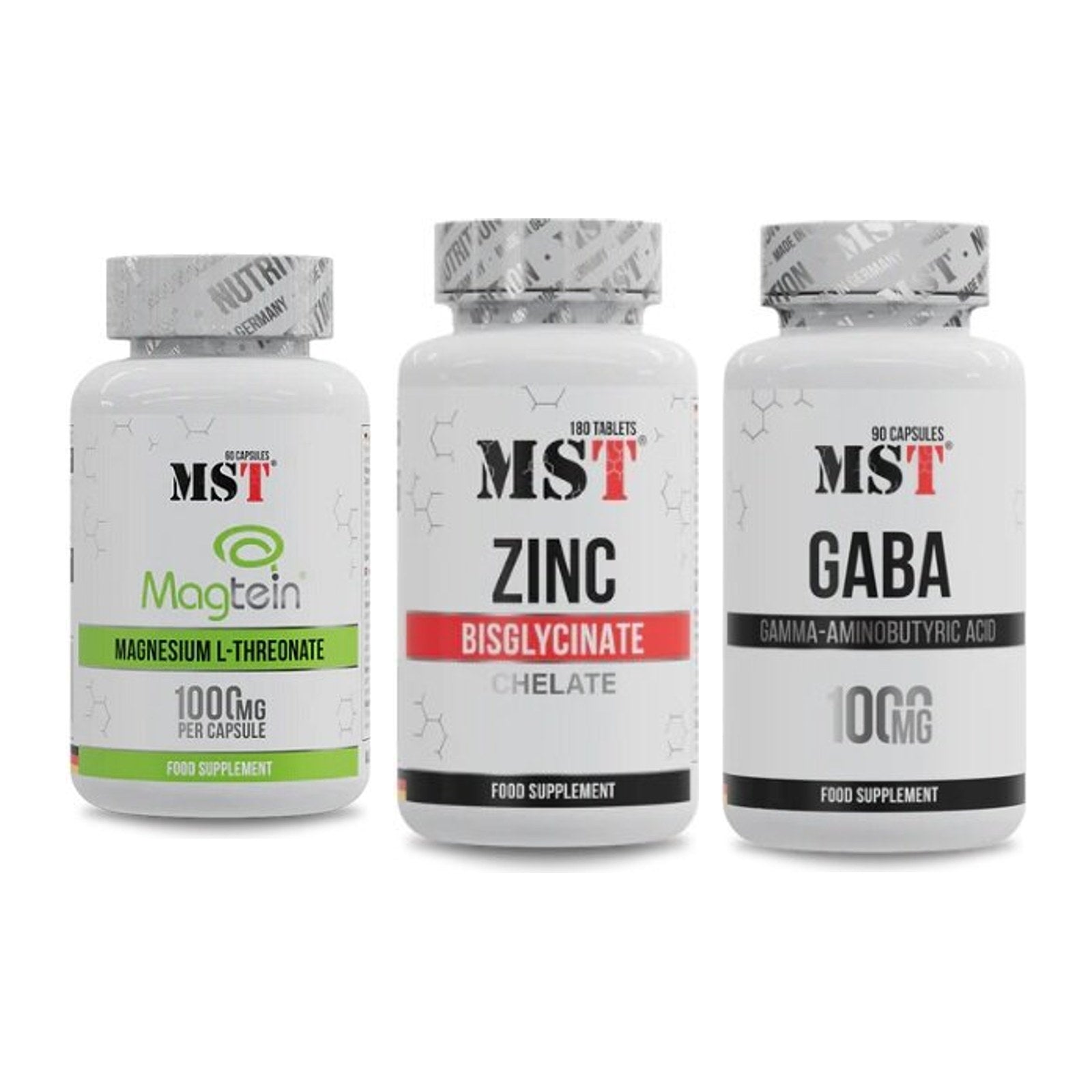Ausdauer-Set: MST Magnesium + MST Zinc Chelate + MST GABA 1000mg – alle enthaltenen Artikel