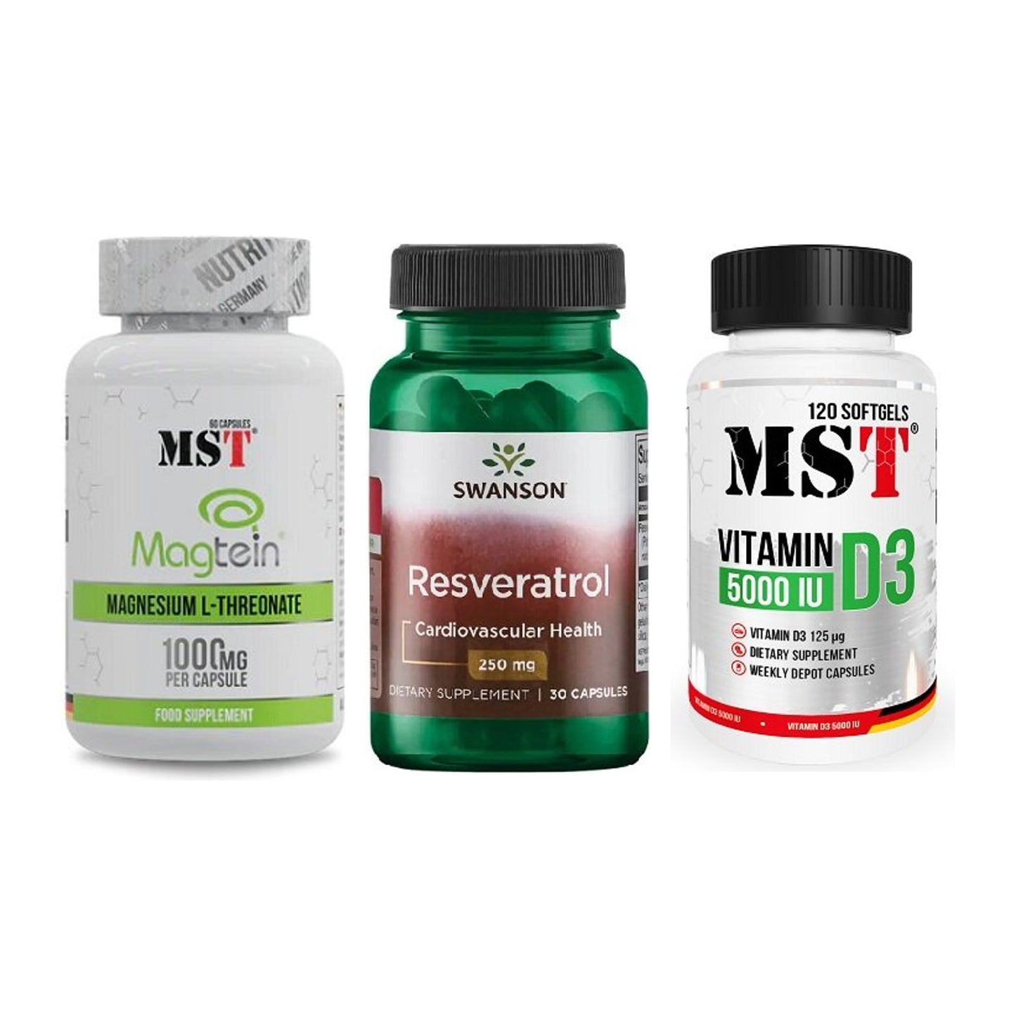 Ausdauer-Set: MST Magnesium + Swanson Resverat + MST Vitamin D3 – alle enthaltenen Artikel