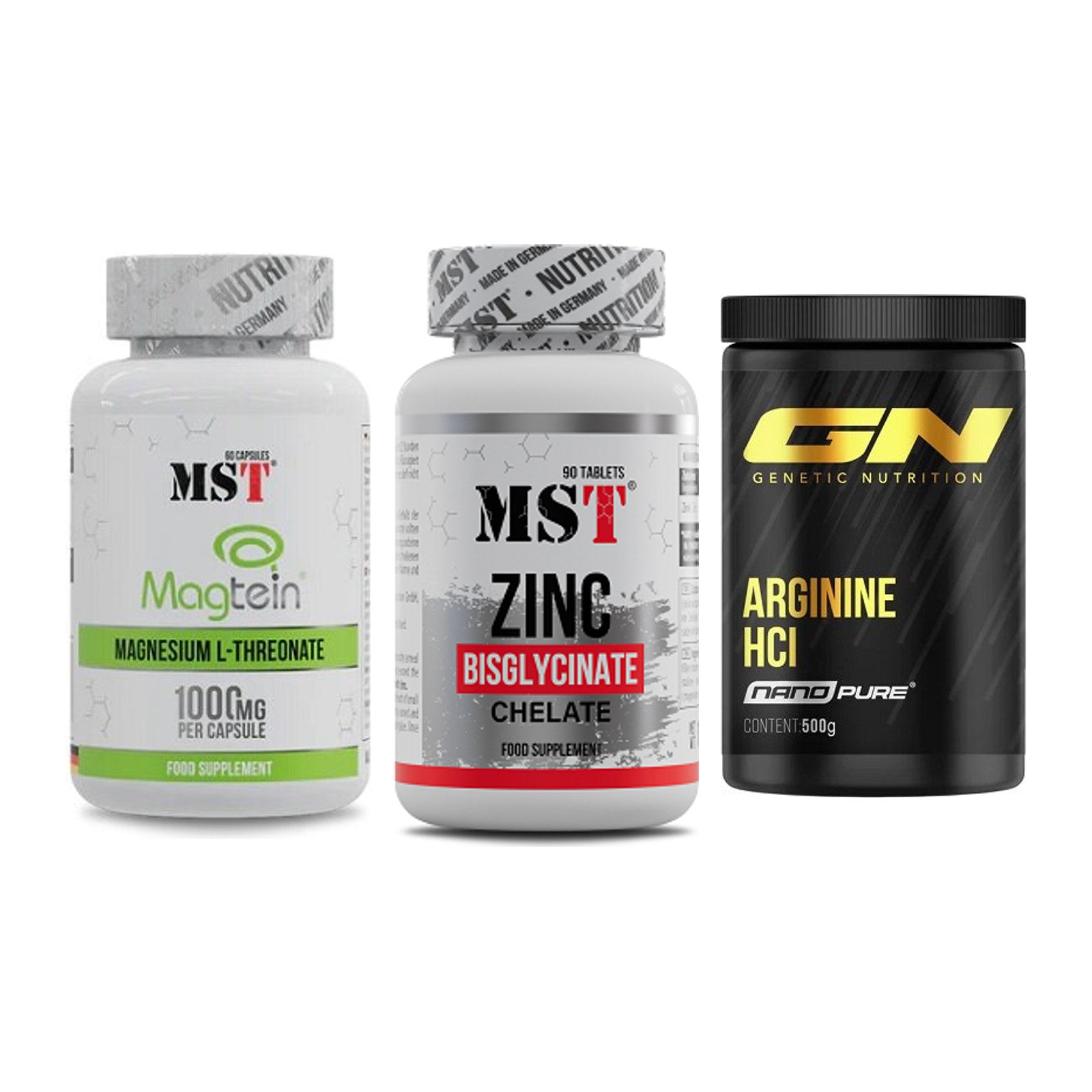 Ausdauer-Set: MST Magnesium + MST Zinc Chelate + GN Arginine HCL – alle enthaltenen Artikel