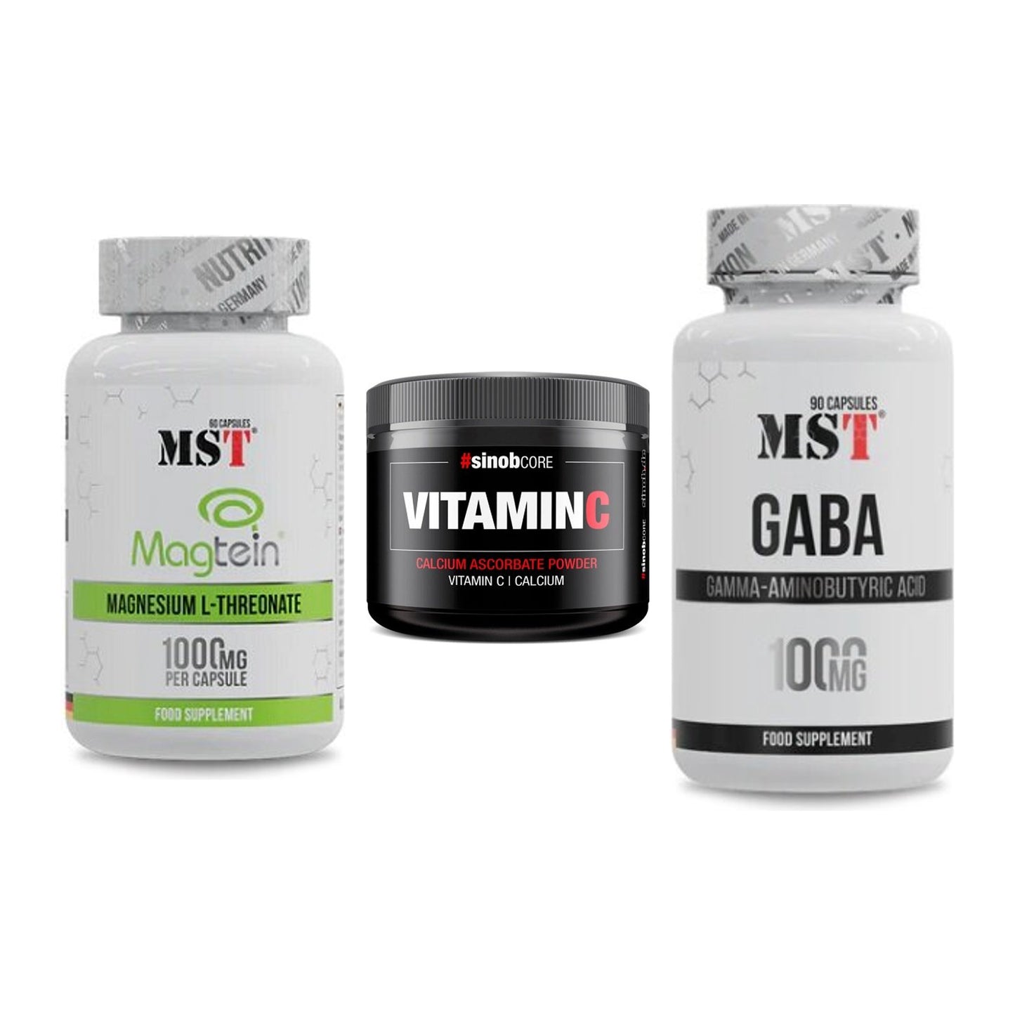 Ausdauer-Set: MST Magnesium + Sinob Vitamin C + MST GABA 1000mg – alle enthaltenen Artikel