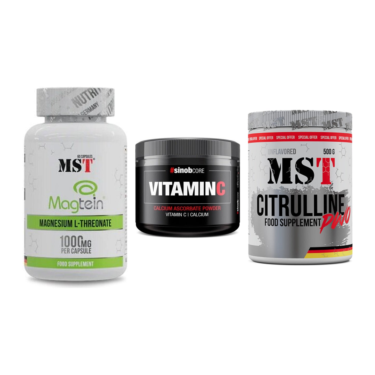 Ausdauer-Set: MST Magnesium + Sinob Vitamin C + MST Citrulline – alle enthaltenen Artikel