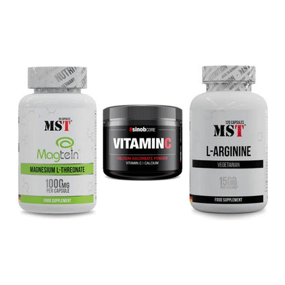 Ausdauer-Set: MST Magnesium + Sinob Vitamin C + MST L-Arginine – alle enthaltenen Artikel