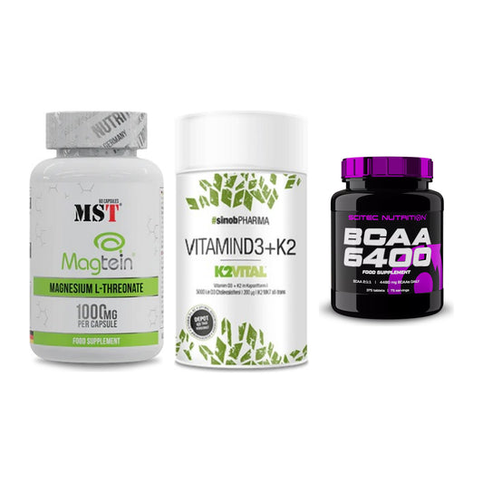 Ausdauer-Set: MST Magnesium + Sinob Vitamin D3 + Scitec BCAA 6400 – alle enthaltenen Artikel