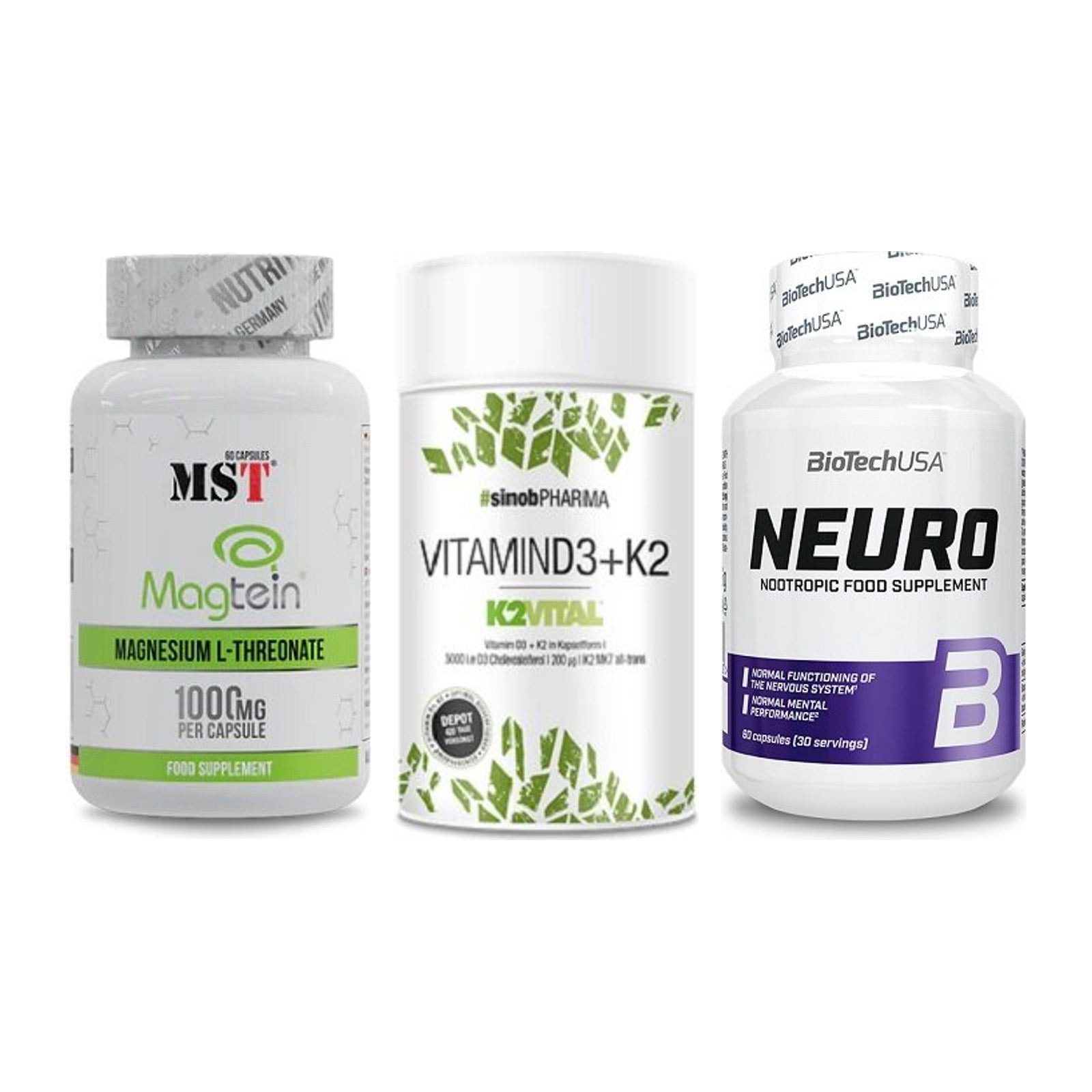 Ausdauer-Set: MST Magnesium + Sinob Vitamin D3 + BioTech Neuro – alle enthaltenen Artikel