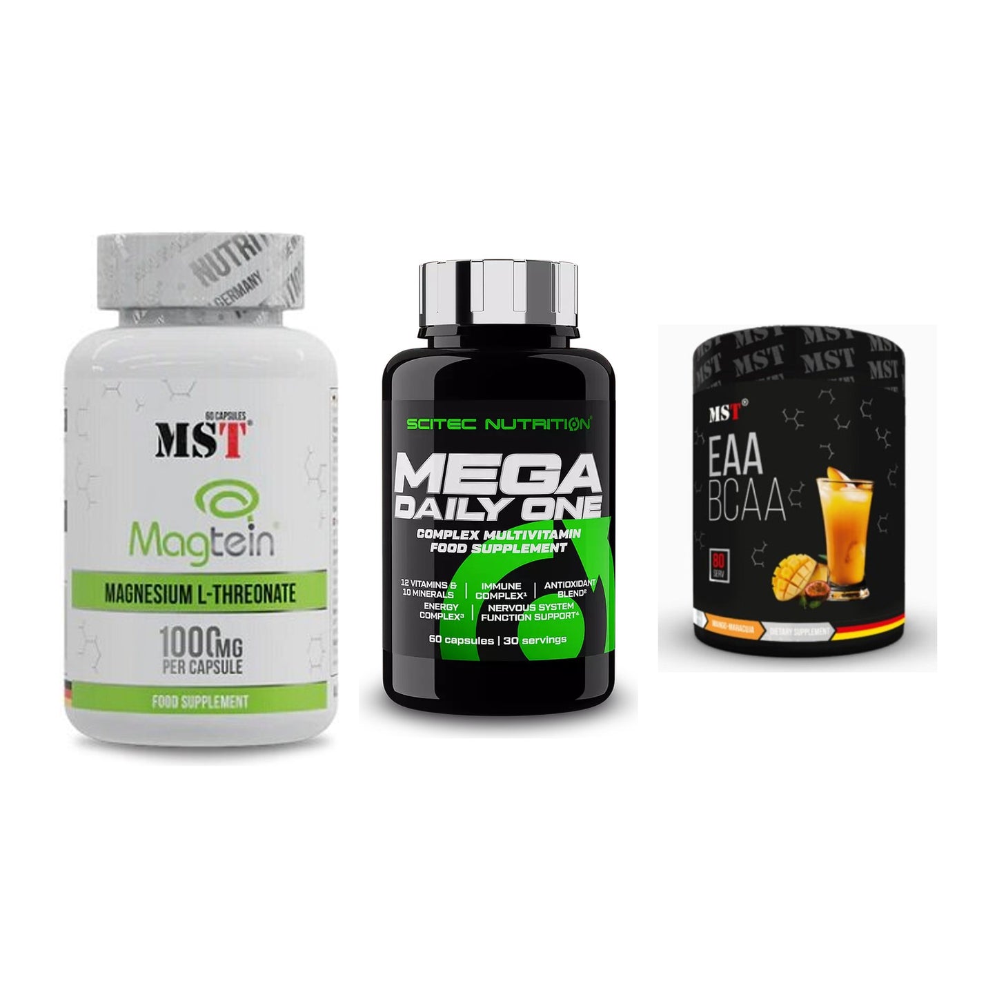 Ausdauer-Set: MST Magnesium + Scitec Mega + MST EAA & BCAA – alle enthaltenen Artikel