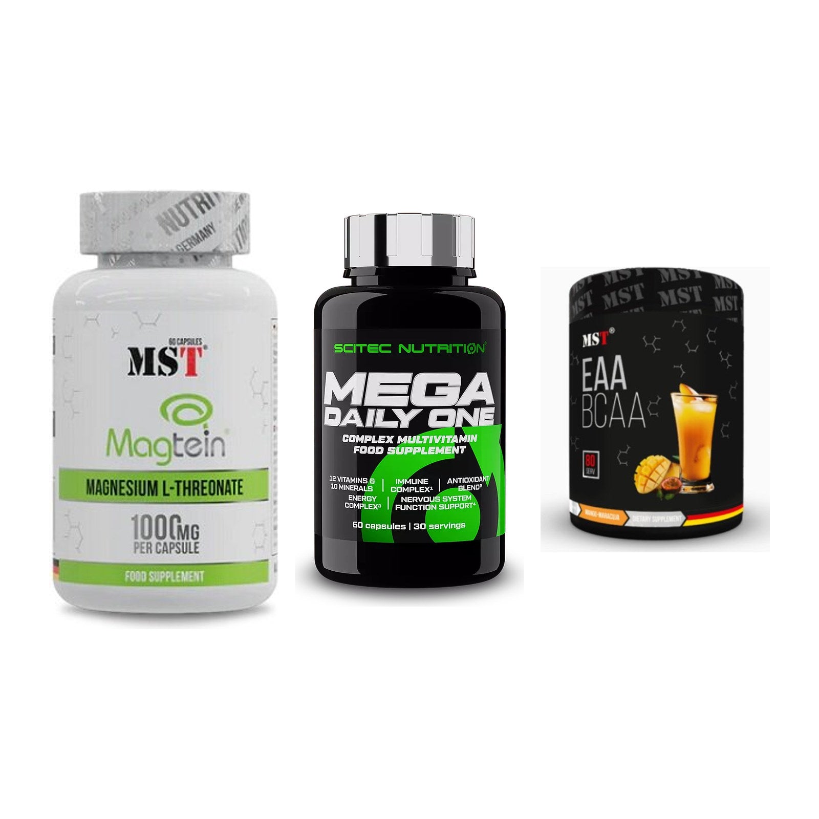 Ausdauer-Set: MST Magnesium + Scitec Mega + MST EAA & BCAA – alle enthaltenen Artikel