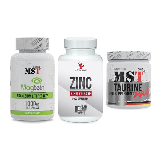 Ausdauer-Set: MST Magnesium + #GYMJUICE ZINC + MST Taurine – alle enthaltenen Artikel