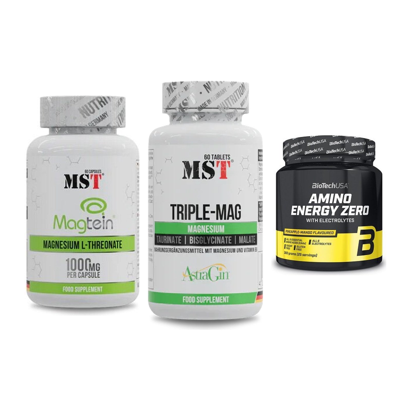 Ausdauer-Set: MST Magnesium + MST Tripple Mag + BioTech Amino – alle enthaltenen Artikel