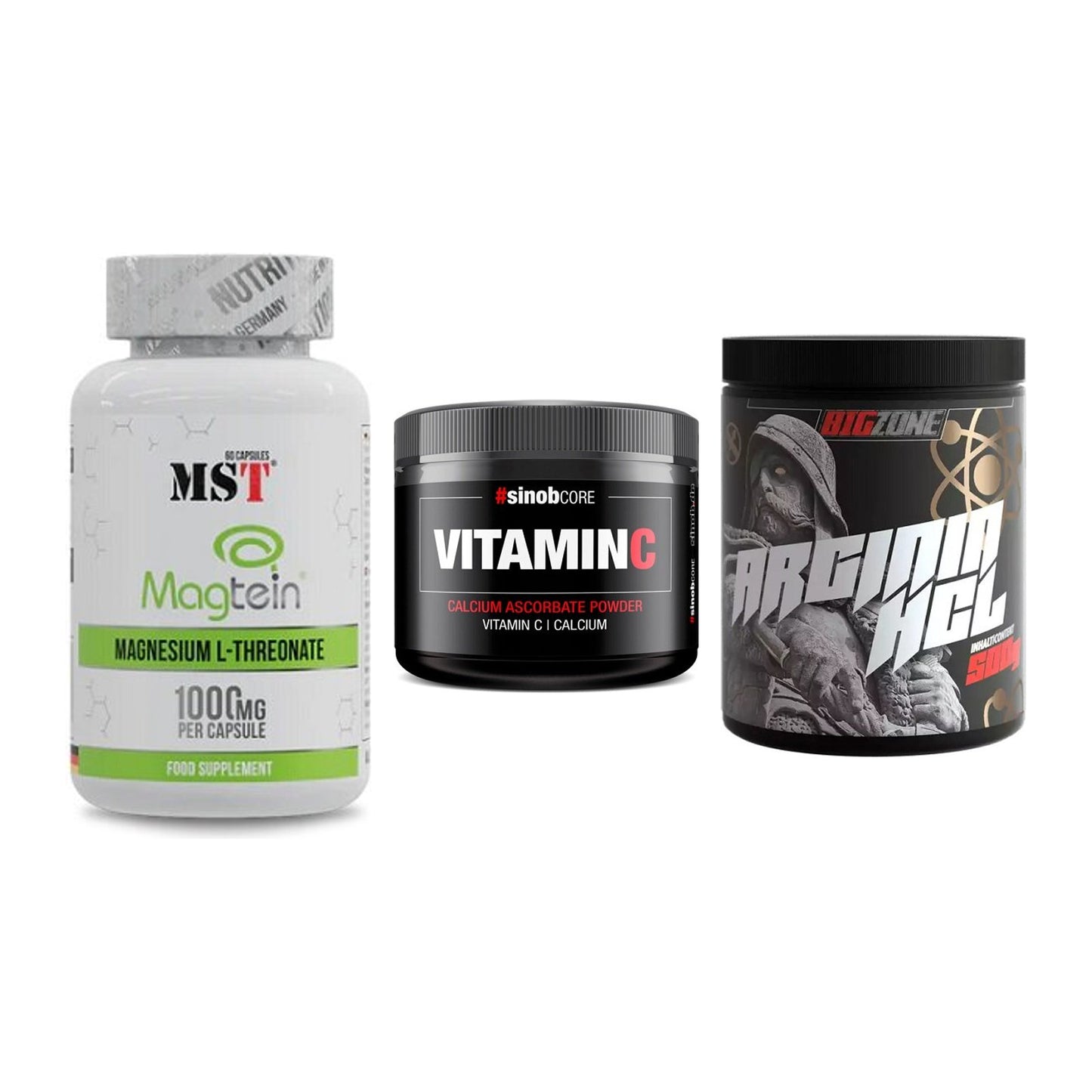 Ausdauer-Set: MST Magnesium + Sinob Vitamin C + Big Zone Arginin – alle enthaltenen Artikel