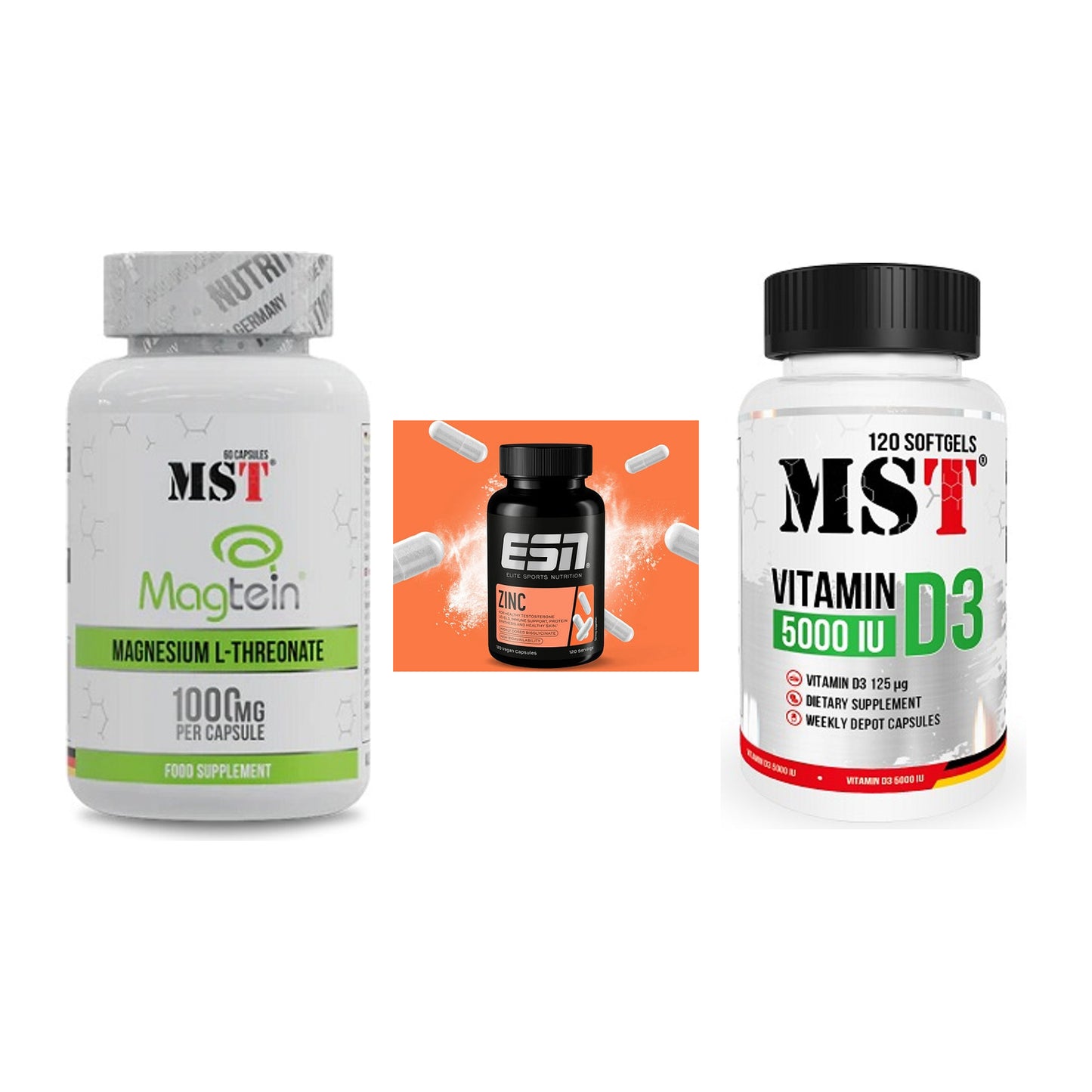 Ausdauer-Set: MST Magnesium + ESN Zinc + MST Vitamin D3 – alle enthaltenen Artikel