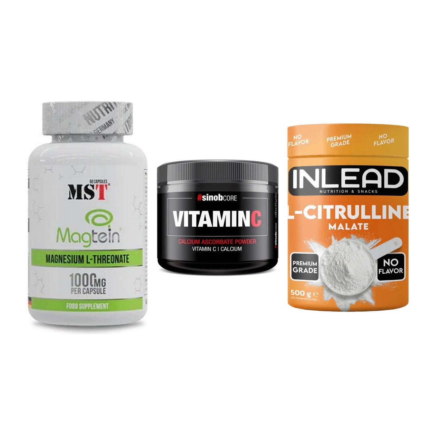 Ausdauer-Set: MST Magnesium + Sinob Vitamin C + INLEAD L-Citrull – alle enthaltenen Artikel