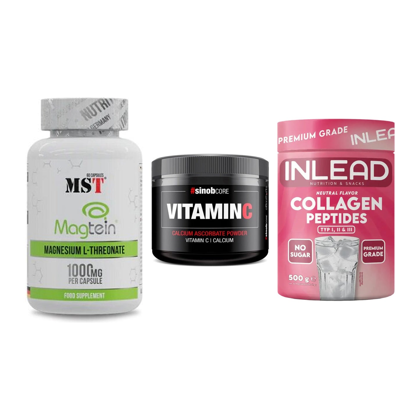Ausdauer-Set: MST Magnesium + Sinob Vitamin C + INLEAD Collagen – alle enthaltenen Artikel