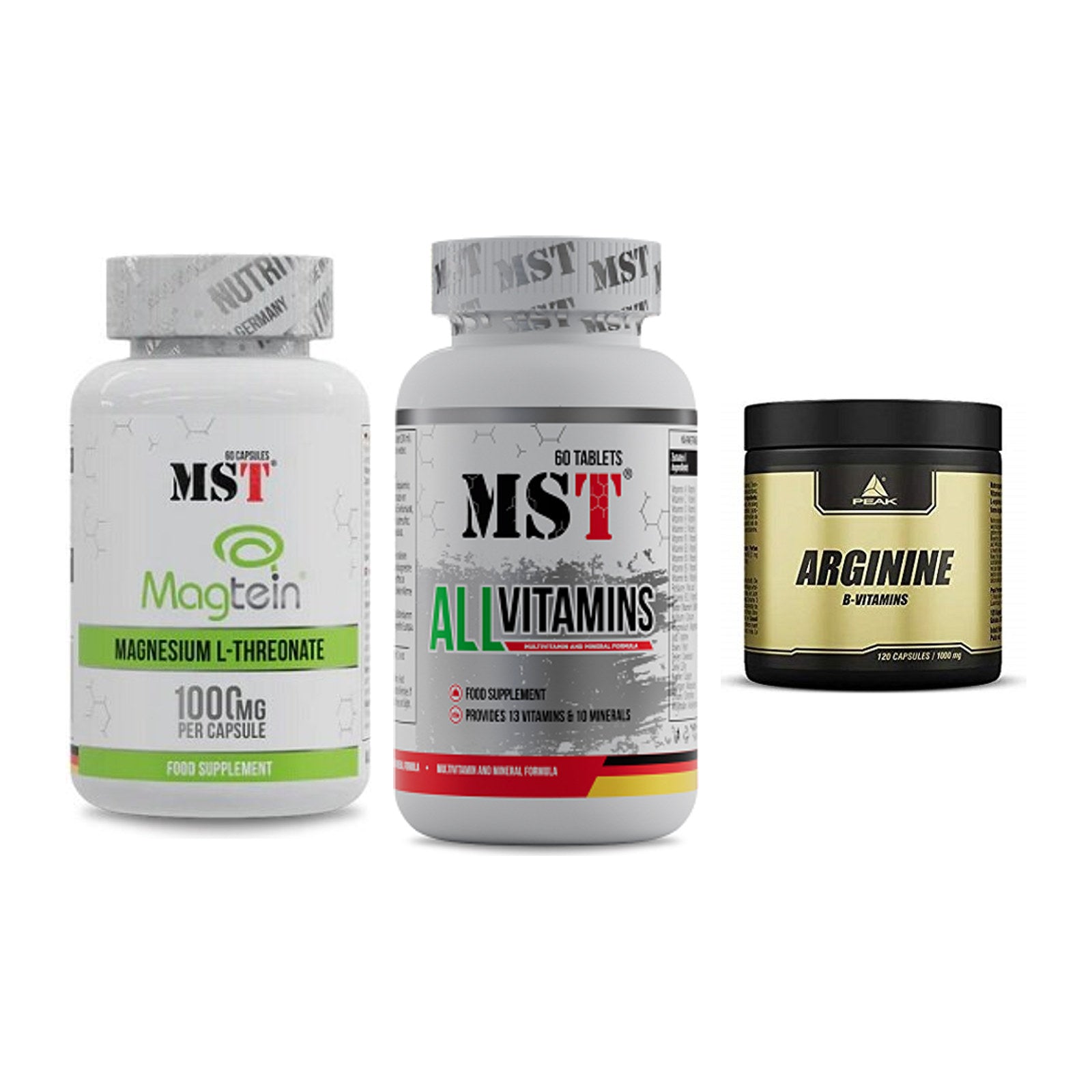 Ausdauer-Set: MST Magnesium + MST All Vitamins + Peak Arginin – alle enthaltenen Artikel