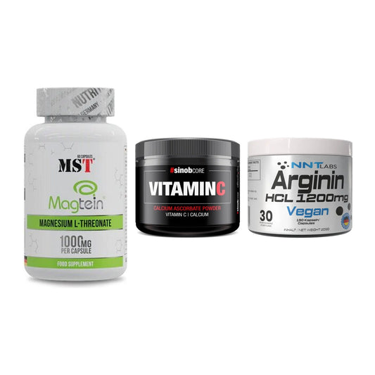 Ausdauer-Set: MST Magnesium + Sinob Vitamin C + NNT Arginin HCL – alle enthaltenen Artikel