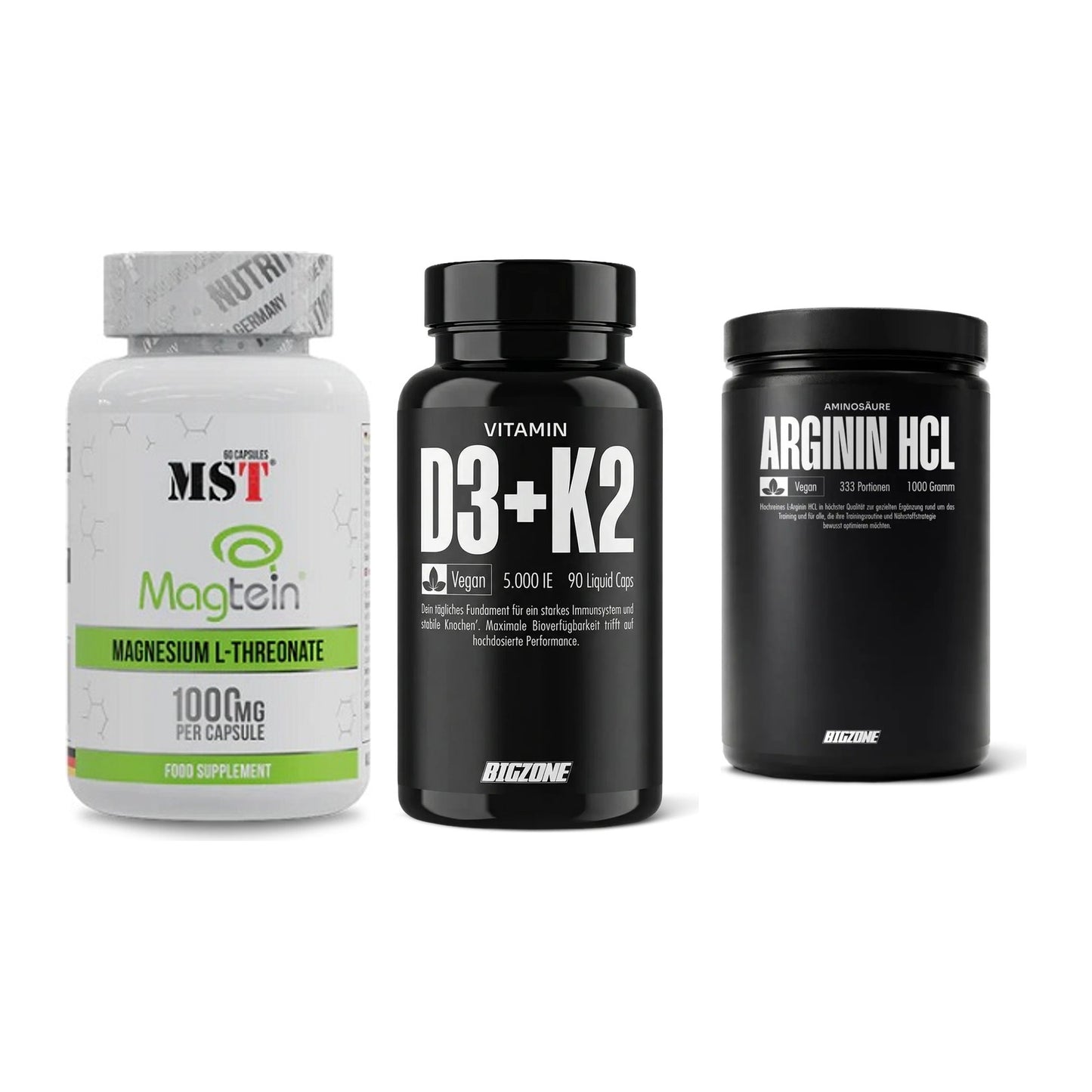 Ausdauer-Set: MST Magnesium + Big Zone Vitamin + Big Zone L-Argin – alle enthaltenen Artikel