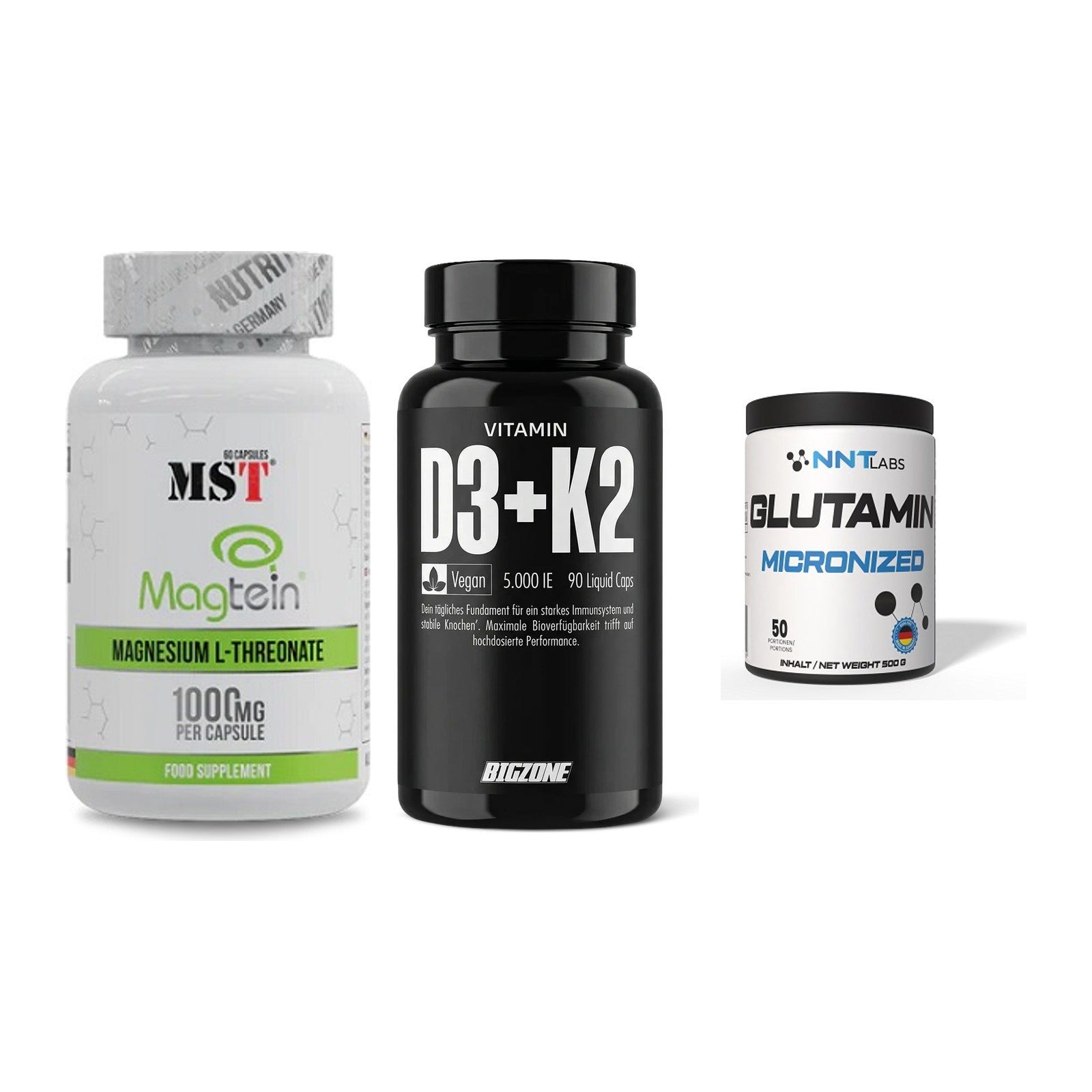 Ausdauer-Set: MST Magnesium + Big Zone Vitamin + NNT Glutamin – alle enthaltenen Artikel