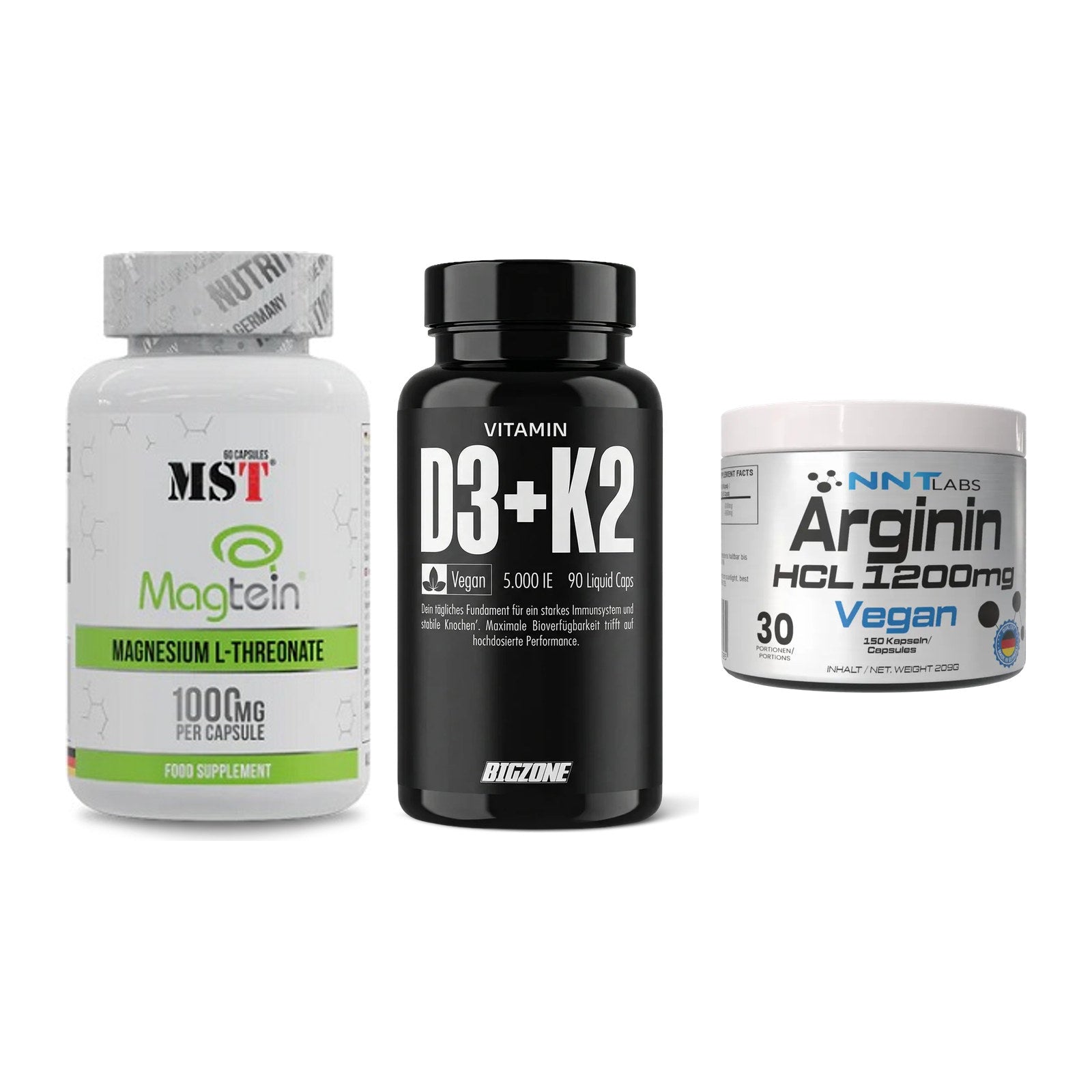Ausdauer-Set: MST Magnesium + Big Zone Vitamin + NNT Arginin HCL – alle enthaltenen Artikel