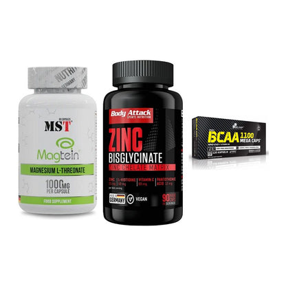 Ausdauer-Set: MST Magnesium + Body Attack Zink + Olimp BCAA Mega – alle enthaltenen Artikel