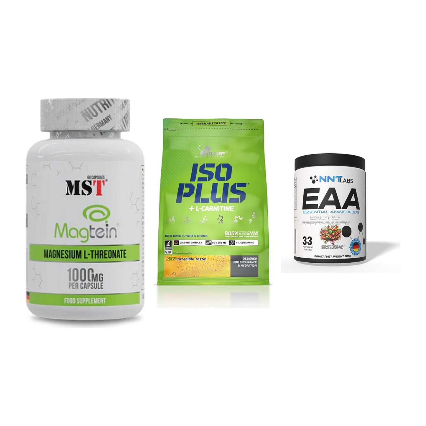 Ausdauer-Set: MST Magnesium + Olimp Iso Plus + NNT EAA – alle enthaltenen Artikel