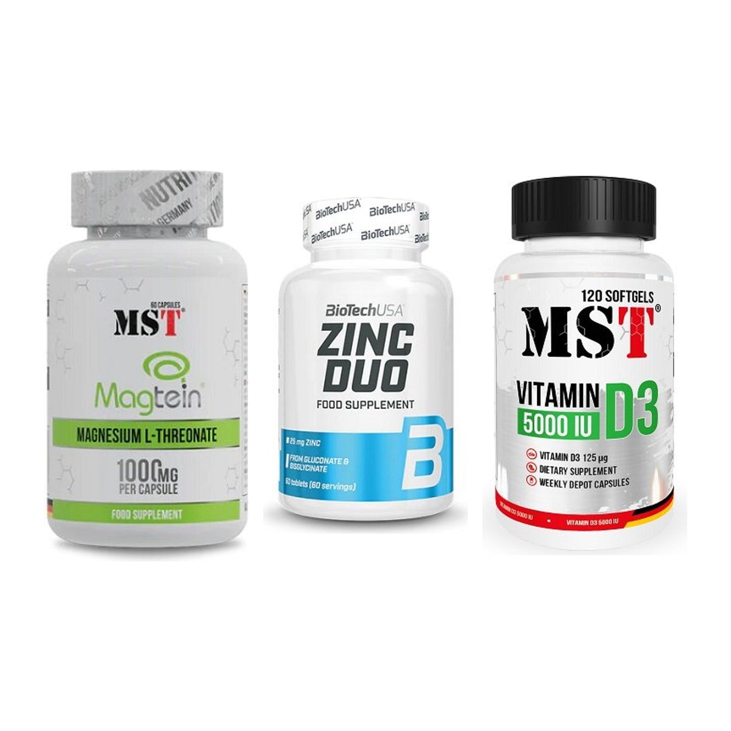 Ausdauer-Set: MST Magnesium + BioTech Zinc Duo + MST Vitamin D3 – alle enthaltenen Artikel